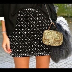 Zara black velvet miniskirt with embellishments